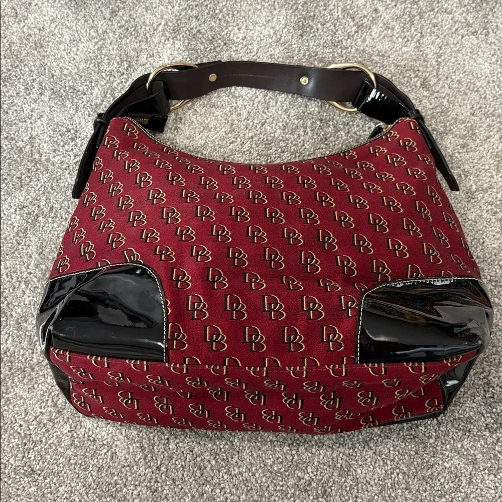 Dooney & Bourke Burgundy and Black Hobo Bag